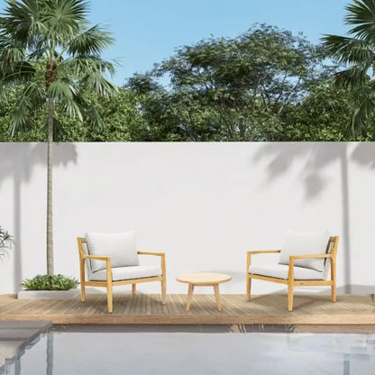 3-piece Acacia Wood Patio Sofa Set with A Sleek Coffee/ Side Table