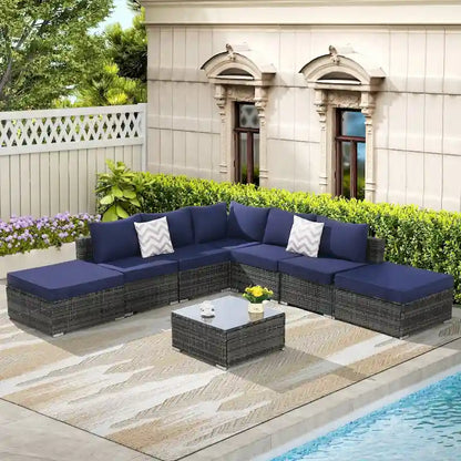 Outdoor Patio Sectional Sofa Set with Washable Cushions