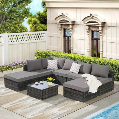 Outdoor Patio Sectional Sofa Set with Washable Cushions