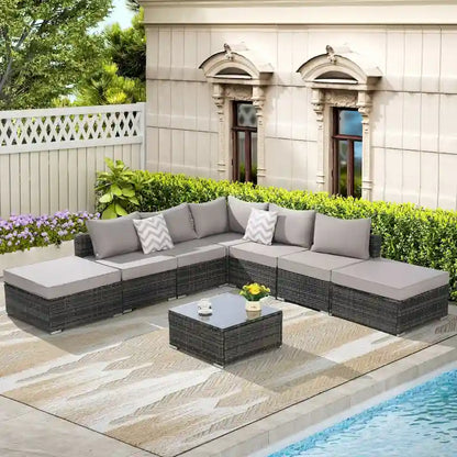 Outdoor Patio Sectional Sofa Set with Washable Cushions