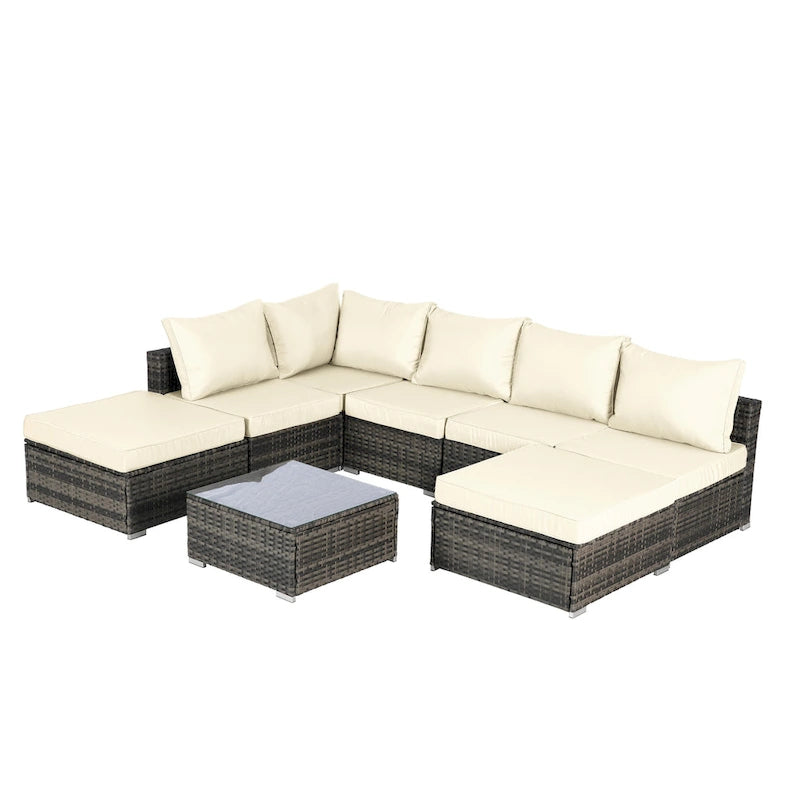 Outdoor Patio Sectional Sofa Set with Washable Cushions