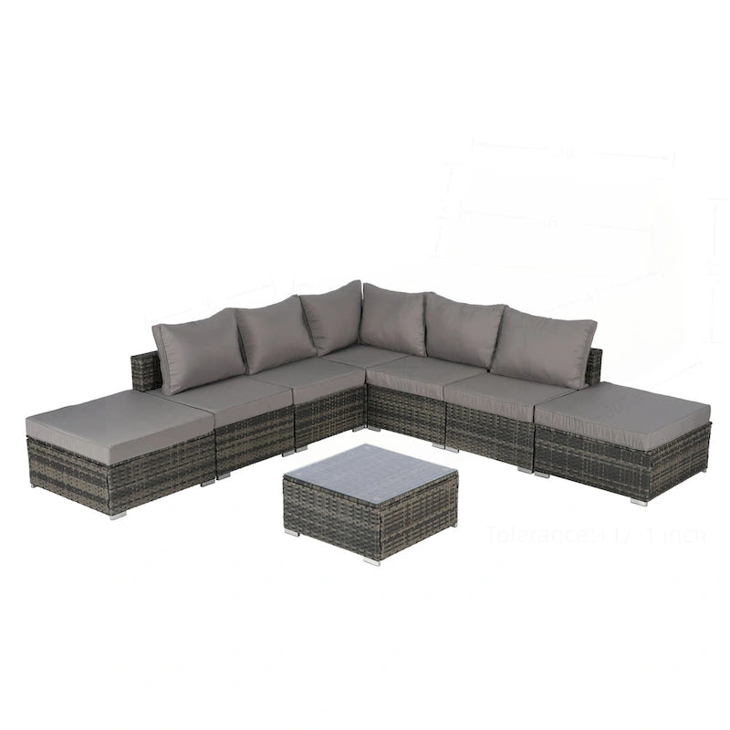 Outdoor Patio Sectional Sofa Set with Washable Cushions