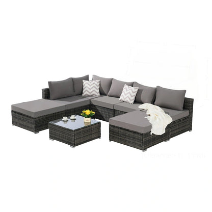 Outdoor Patio Sectional Sofa Set with Washable Cushions