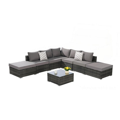 Outdoor Patio Sectional Sofa Set with Washable Cushions
