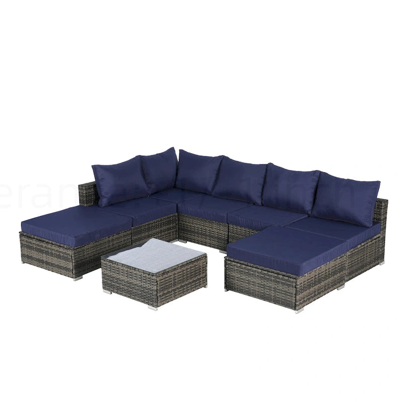 Outdoor Patio Sectional Sofa Set with Washable Cushions