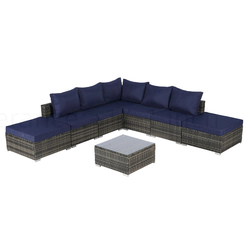 Outdoor Patio Sectional Sofa Set with Washable Cushions