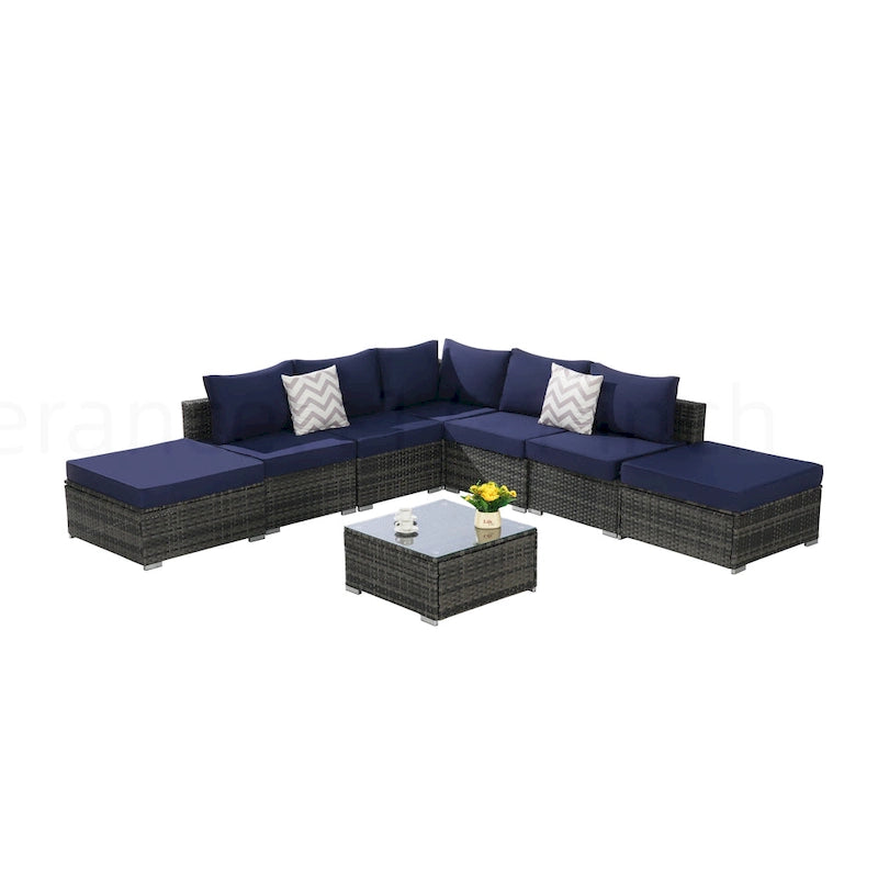 Outdoor Patio Sectional Sofa Set with Washable Cushions