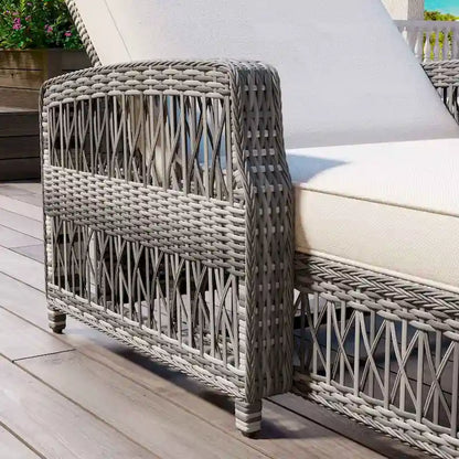 Outdoor Adjustable Reclining Wicker Chaise Lounge with Removable Cushion