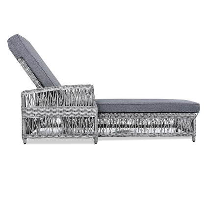 Outdoor Adjustable Reclining Wicker Chaise Lounge with Removable Cushion