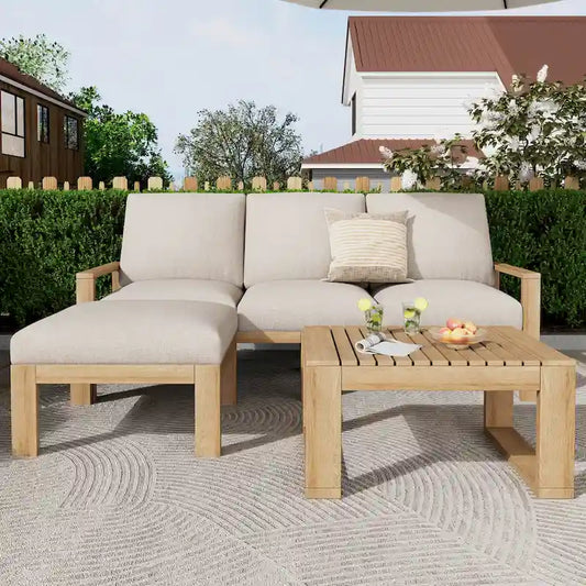 Outdoor 3pcs Acacia Sectional Patio Sofa Set