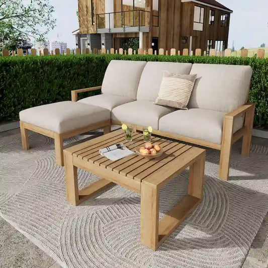 Outdoor 3pcs Acacia Sectional Patio Sofa Set