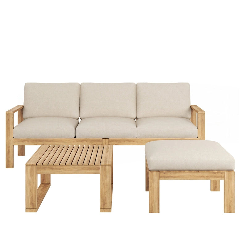 Outdoor 3pcs Acacia Sectional Patio Sofa Set