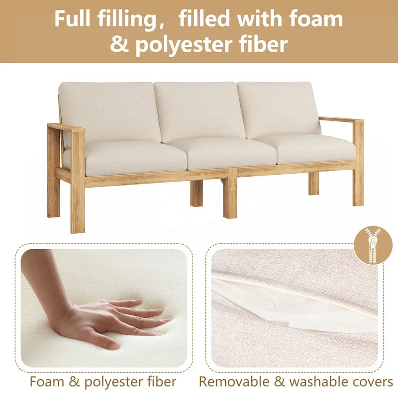 Outdoor 3pcs Acacia Sectional Patio Sofa Set