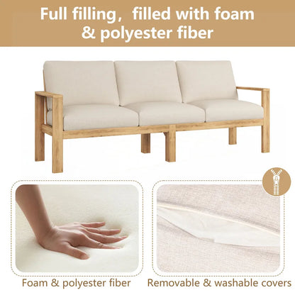 Outdoor 3pcs Acacia Sectional Patio Sofa Set