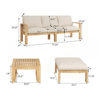 Outdoor 3pcs Acacia Sectional Patio Sofa Set