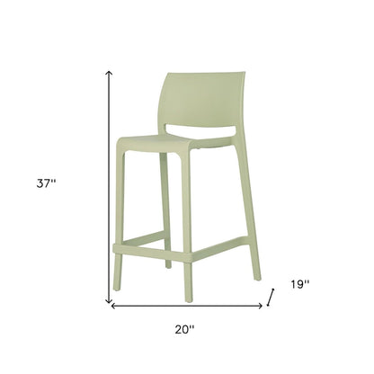 HomeRoots Set of Four 26  Green Heavy Duty Plastic Low Back Outdoor Counter Height Bar Chairs