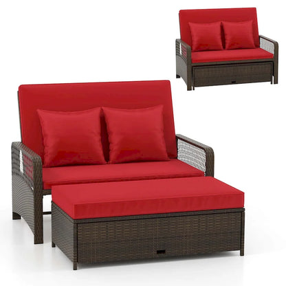 Costway Patio Rattan Daybed Wicker Loveseat Sofa with Multifunctional - See Details