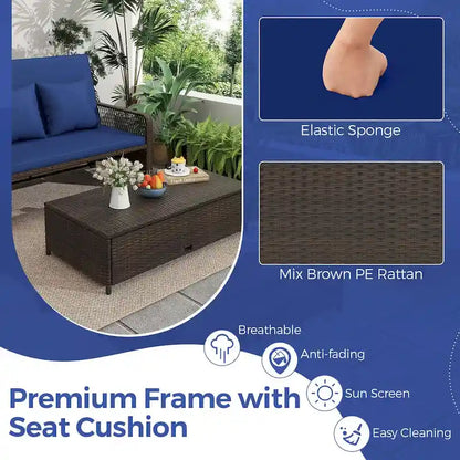 Costway Patio Rattan Daybed Wicker Loveseat Sofa with Multifunctional - See Details