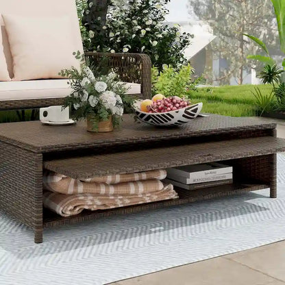 Costway Patio Rattan Daybed Wicker Loveseat Sofa with Multifunctional - See Details
