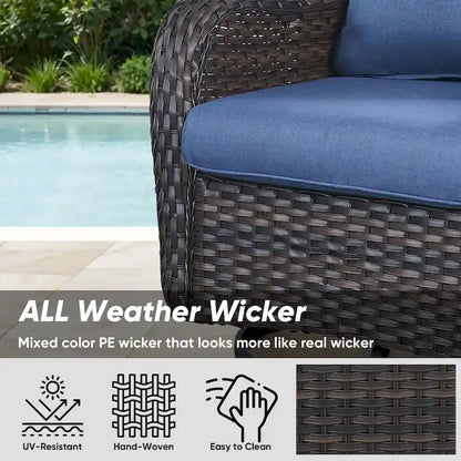 Outdoor Gliders Chairs with Fire Pit Table with 5-Inch Thick Cushions