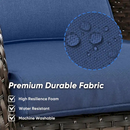 Outdoor Gliders Chairs with Fire Pit Table with 5-Inch Thick Cushions