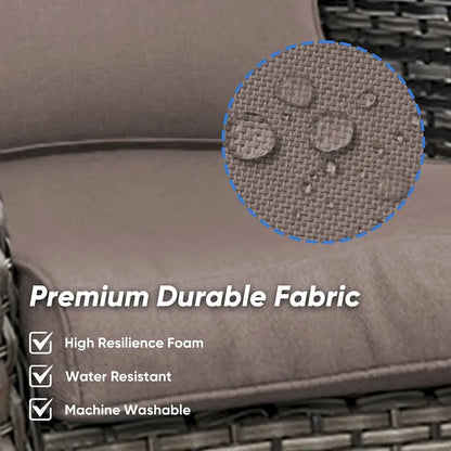 Outdoor Gliders Chairs with Fire Pit Table with 5-Inch Thick Cushions