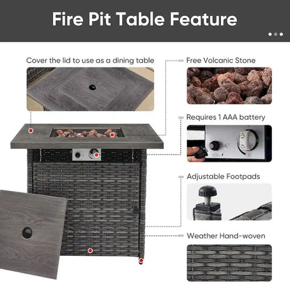 Outdoor Gliders Chairs with Fire Pit Table with 5-Inch Thick Cushions