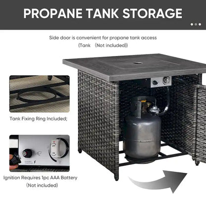 Outdoor Gliders Chairs with Fire Pit Table with 5-Inch Thick Cushions