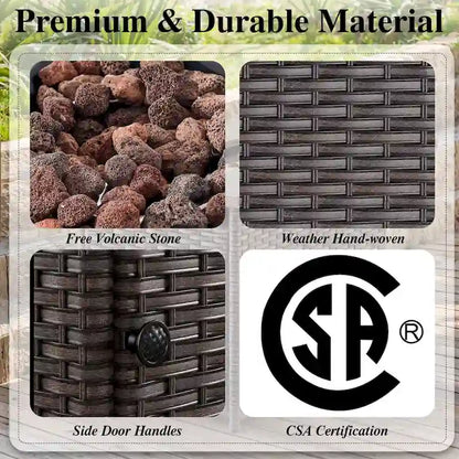 Outdoor Gliders Chairs with Fire Pit Table with 5-Inch Thick Cushions