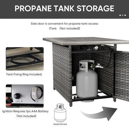 Outdoor Gliders Chairs with Fire Pit Table with 5-Inch Thick Cushions