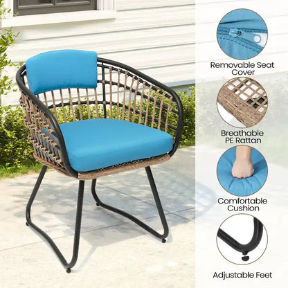 7PC Outdoor Set Aluminum Expandable Patio Dining Table with Rattan Chair