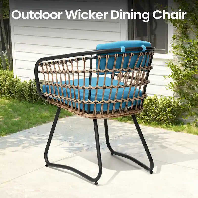 7PC Outdoor Set Aluminum Expandable Patio Dining Table with Rattan Chair