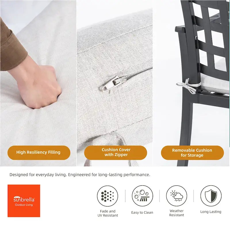 7-Piece Outdoor Patio Aluminum Dining Set with 67  Rectangular Table, 6 Swivel Rocker Chairs, and Umbrella Hole