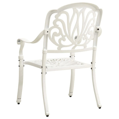 Outdoor Patio Chairs Set of 2, Floral Pattern Backrest, White Aluminum