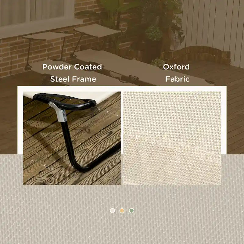 Outdoor Folding Chaise Lounge Pool Chairs with Canopy Shade, Reclining Back, Steel Frame and Side Pocket for Beach, Yard, Patio