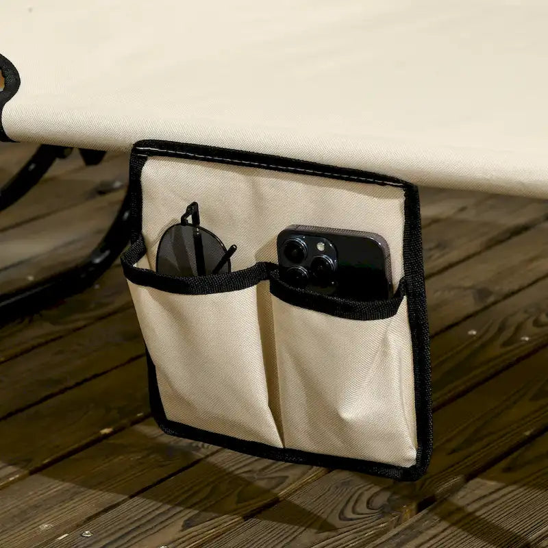 Outdoor Folding Chaise Lounge Pool Chairs with Canopy Shade, Reclining Back, Steel Frame and Side Pocket for Beach, Yard, Patio