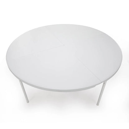 Round Plastic Folding Table with Carrying Handle, 66  Heavy Duty Foldable Round Table Indoor Outdoor, 5 Legs Portable