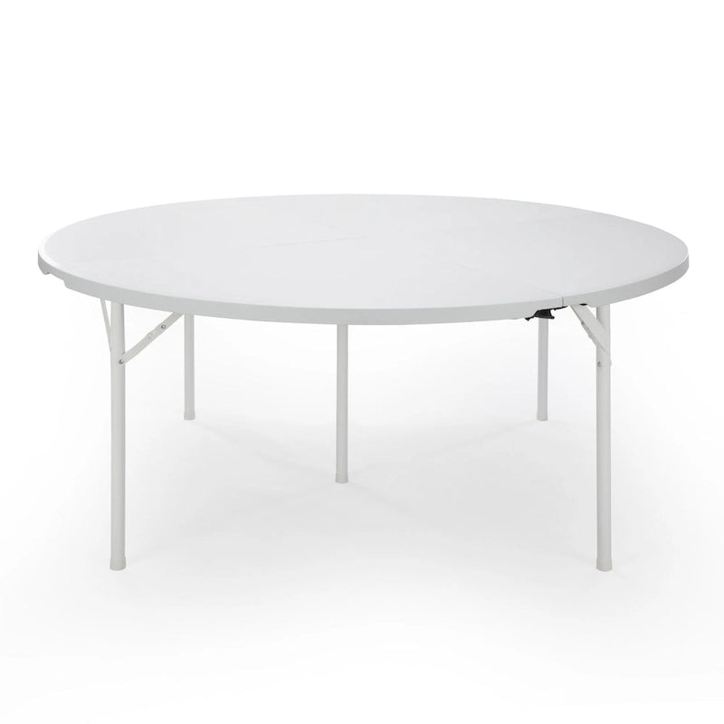 Round Plastic Folding Table with Carrying Handle, 66  Heavy Duty Foldable Round Table Indoor Outdoor, 5 Legs Portable