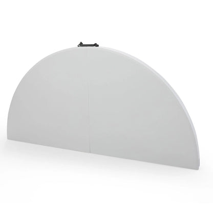 Round Plastic Folding Table with Carrying Handle, 66  Heavy Duty Foldable Round Table Indoor Outdoor, 5 Legs Portable