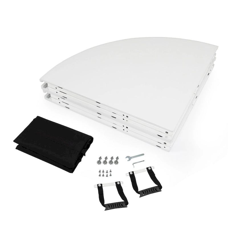 Round Plastic Folding Table with Carrying Handle, 66  Heavy Duty Foldable Round Table Indoor Outdoor, 5 Legs Portable