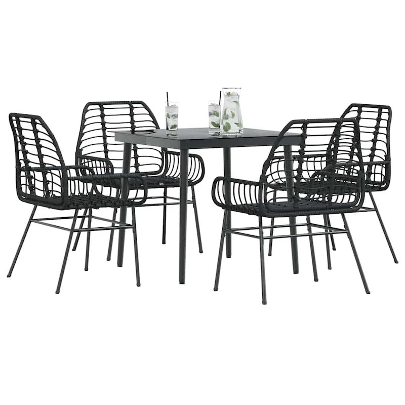 vidaXL Garden Dining Set Black - 31.5 x 31.5 x 29.1