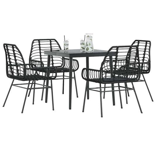 vidaXL Garden Dining Set Black - 31.5 x 31.5 x 29.1