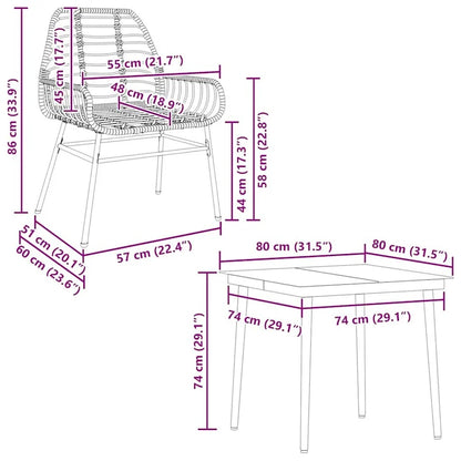 vidaXL Garden Dining Set Black - 31.5 x 31.5 x 29.1