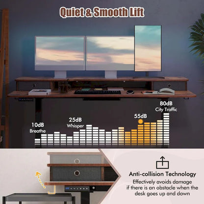 Electric Standing Desk Height Adjustable Stand Up Desk w/Storage Shelf