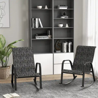 Metal Outdoor Rocking Chair, Steel Rocker Seating Outside for Front Porch, Garden, Patio, Backyard, 2PCS