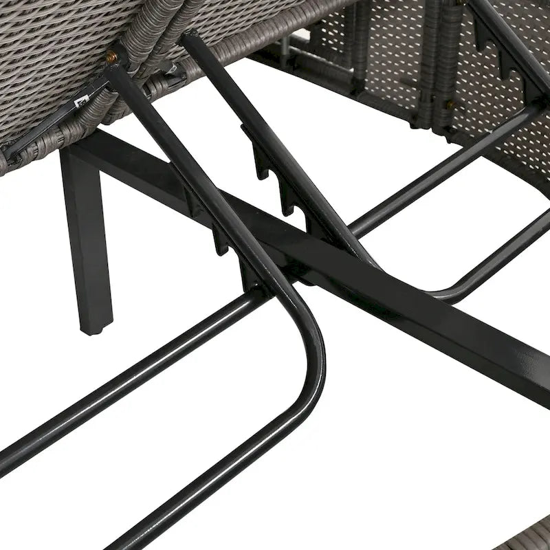 Outdoor Sun Bed Daybed wCushions&Pillows, Rattan Garden Reclining Chaise Lounge wAdjustable Backrests&Foldable Cup Trays