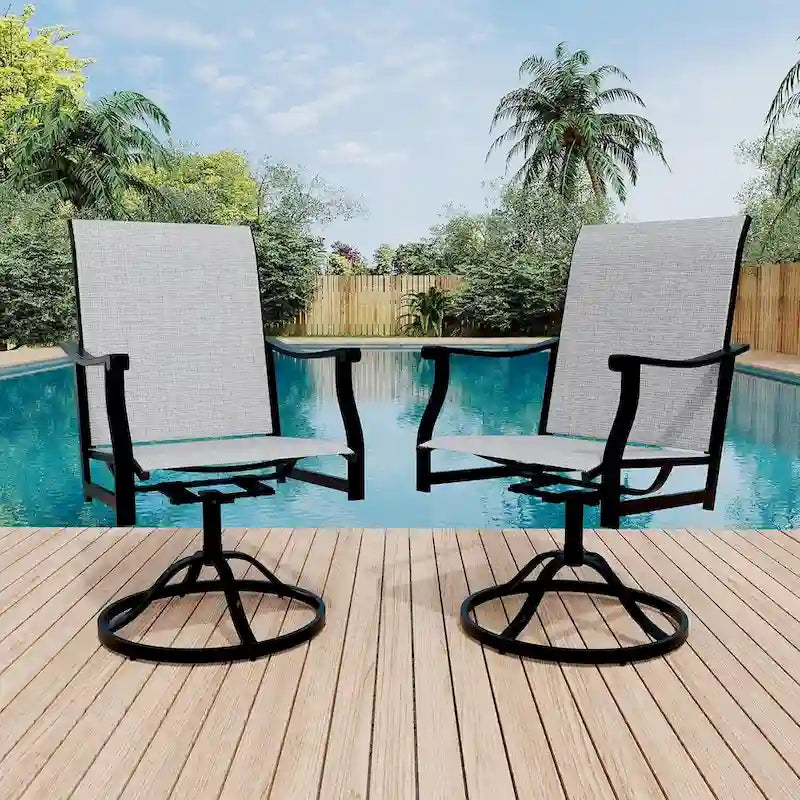 2PCS Outdoor Swivel Dining Chairs for Poolside Lawn Garden