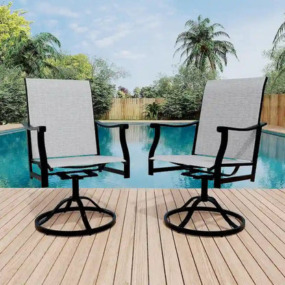2PCS Outdoor Swivel Dining Chairs for Poolside Lawn Garden