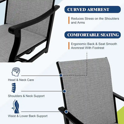 2PCS Outdoor Swivel Dining Chairs for Poolside Lawn Garden