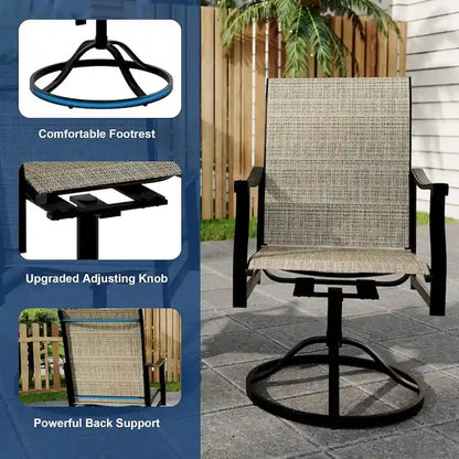 2PCS Outdoor Swivel Dining Chairs for Poolside Lawn Garden